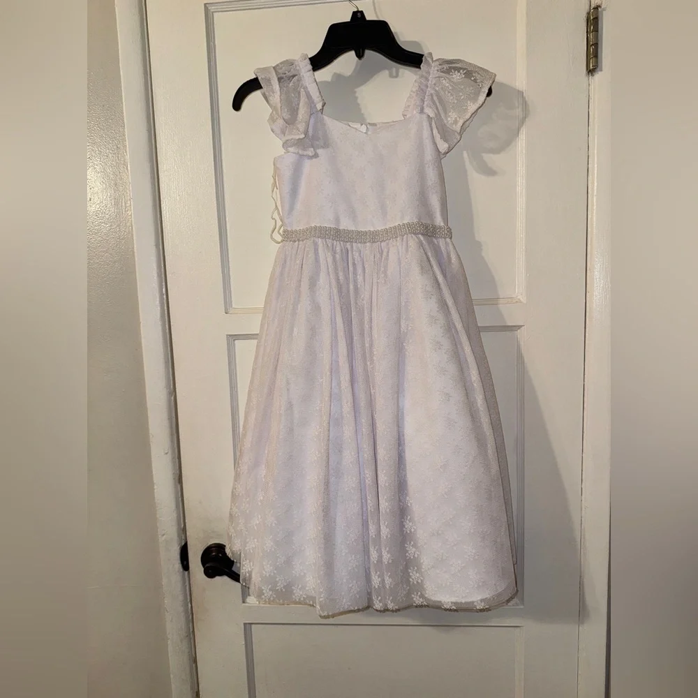 NEW Baptism Flower Girl First Communion Formal Girls White Dress Sz 7 $118